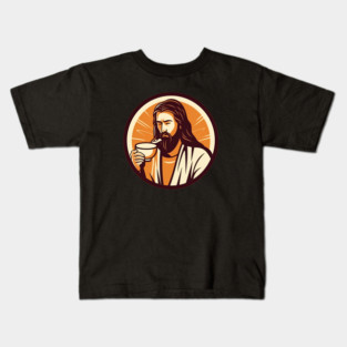 Christian Jesus Drinking Tea Kids T-Shirt