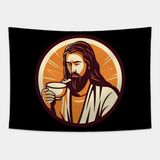Christian Jesus Drinking Tea Tapestry