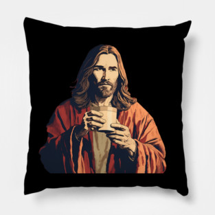 Christian Jesus Drinking Tea Pillow