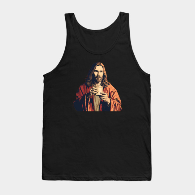 Christian Jesus Drinking Tea Tank Top by logiamerch