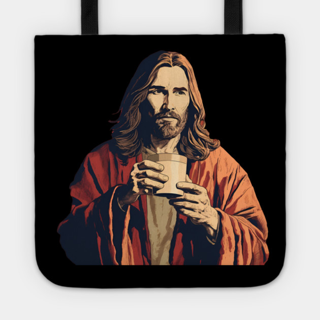 Christian Jesus Drinking Tea Tote by logiamerch