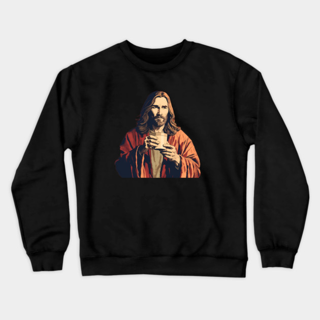 Christian Jesus Drinking Tea Crewneck Sweatshirt by logiamerch