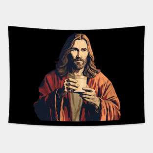 Christian Jesus Drinking Tea Tapestry