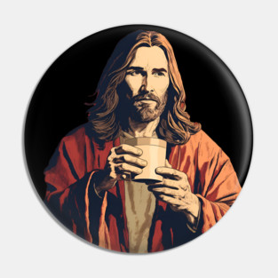 Christian Jesus Drinking Tea Pin