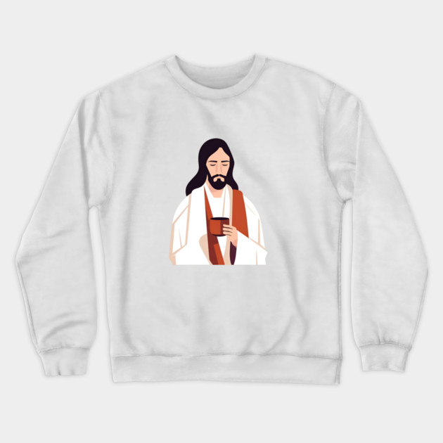 Christian Jesus Drinking Tea Crewneck Sweatshirt by logiamerch