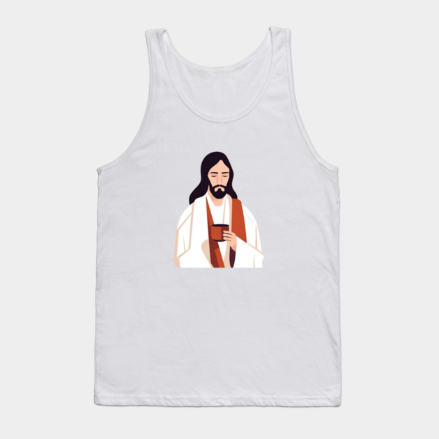 Christian Jesus Drinking Tea Tank Top by logiamerch
