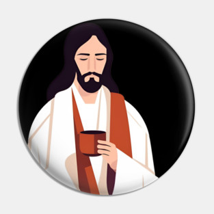 Christian Jesus Drinking Tea Pin