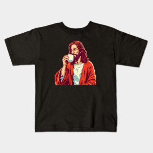 Christian Jesus Drinking Tea Kids T-Shirt