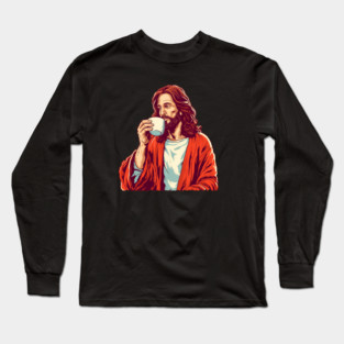 Christian Jesus Drinking Tea Long Sleeve T-Shirt