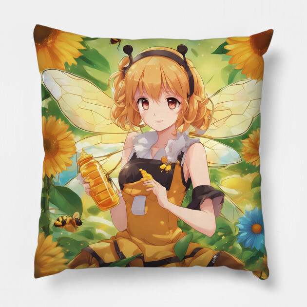 teamwork magazine bee Pillow by animegirlnft