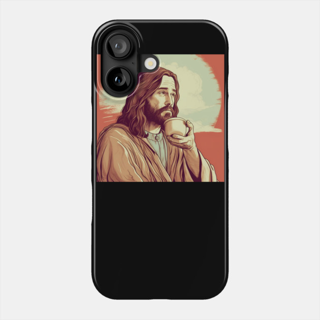 Christian Jesus Drinking Tea Phone Case by logiamerch