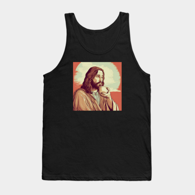 Christian Jesus Drinking Tea Tank Top by logiamerch