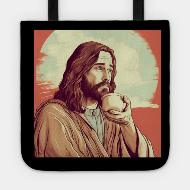 Christian Jesus Drinking Tea Tote by logiamerch