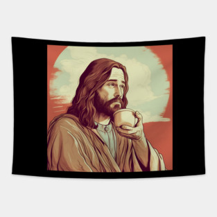 Christian Jesus Drinking Tea Tapestry