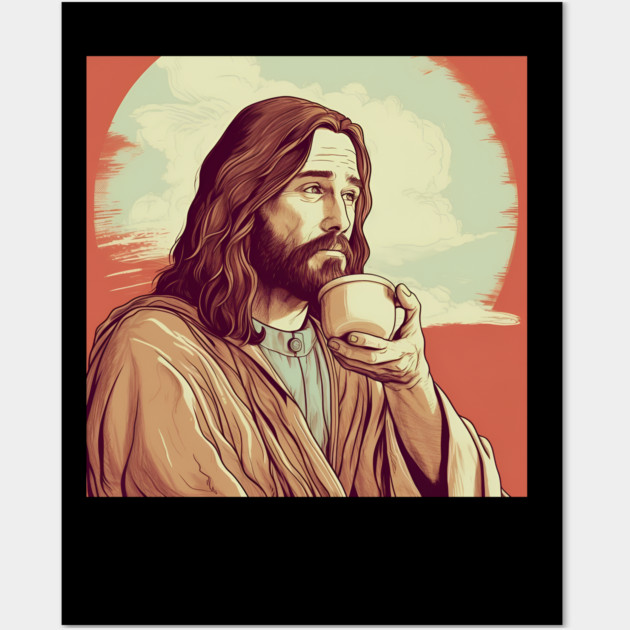 Christian Jesus Drinking Tea Wall Art by logiamerch