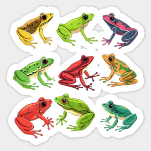 Colorful Frogs, Tropical Animal, Love Frogs Sticker