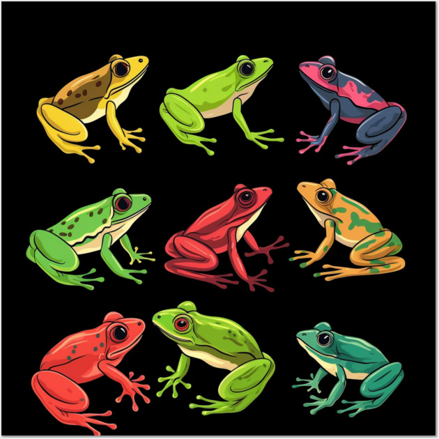 Colorful Frogs, Tropical Animal, Love Frogs Wall Art by logiamerch
