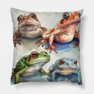 Colorful Frogs, Tropical Animal, Love Frogs Pillow
