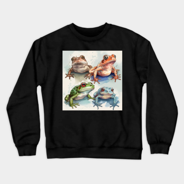 Colorful Frogs, Tropical Animal, Love Frogs Crewneck Sweatshirt by logiamerch