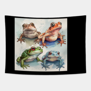 Colorful Frogs, Tropical Animal, Love Frogs Tapestry