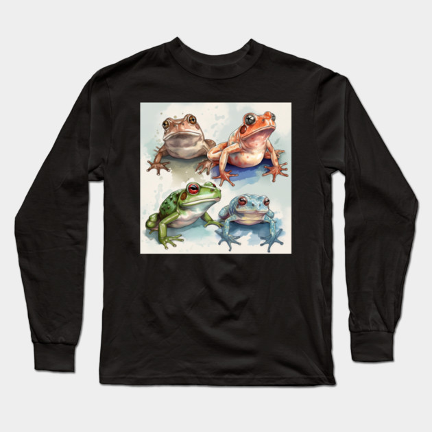 Colorful Frogs, Tropical Animal, Love Frogs Long Sleeve T-Shirt by logiamerch