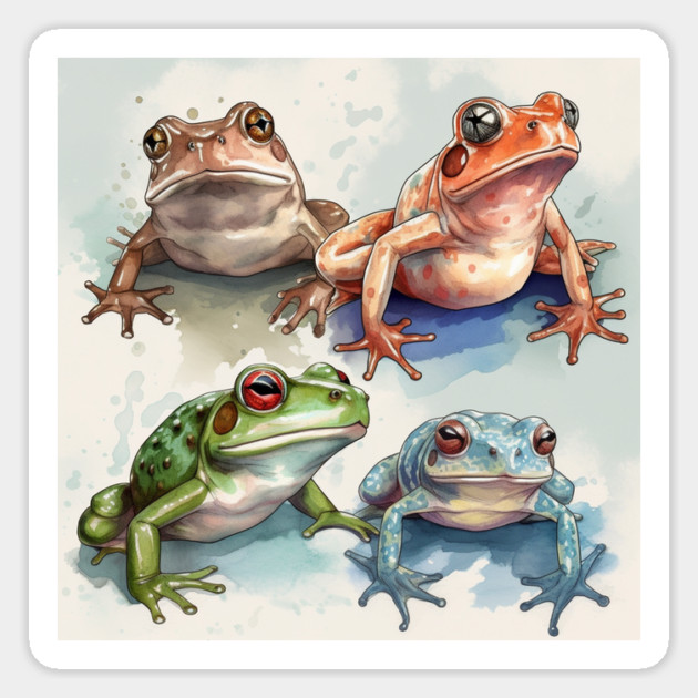 Colorful Frogs, Tropical Animal, Love Frogs Magnet by logiamerch