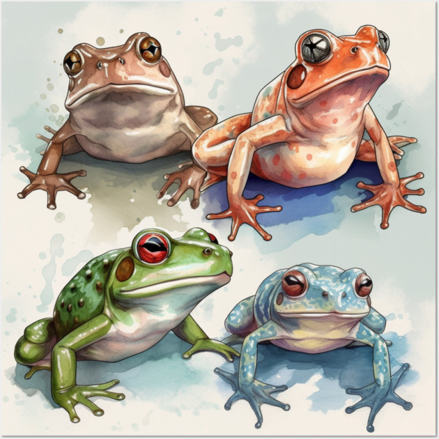 Colorful Frogs, Tropical Animal, Love Frogs Wall Art by logiamerch