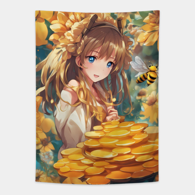creating of anime bees Tapestry by animegirlnft