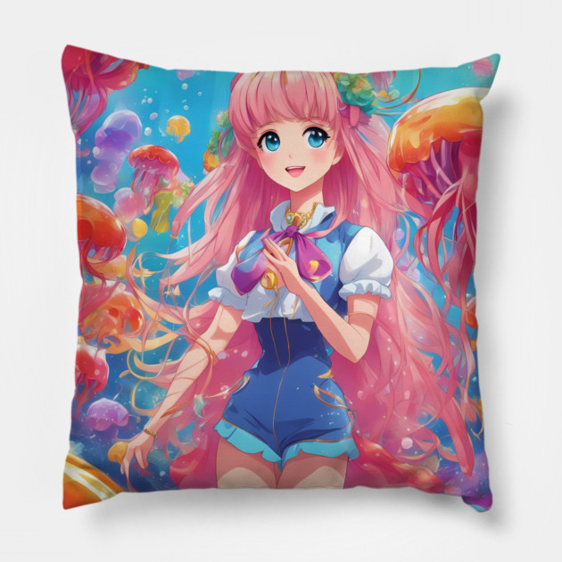 jellyfish of stone teas Pillow by animegirlnft
