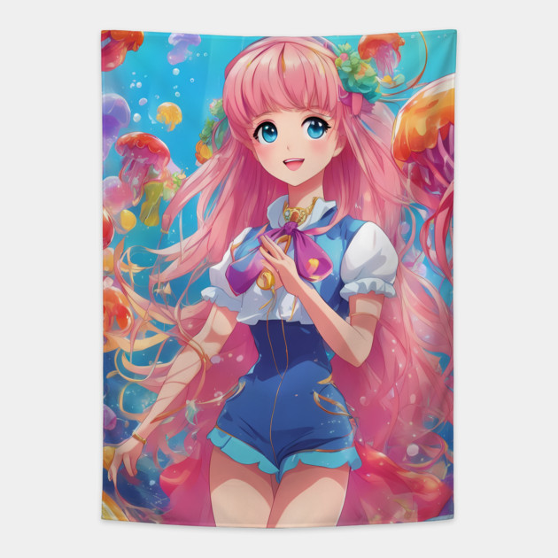 jellyfish of stone teas Tapestry by animegirlnft