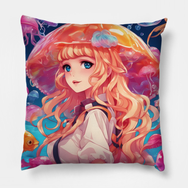 creating jellyfish umbrella Pillow by animegirlnft