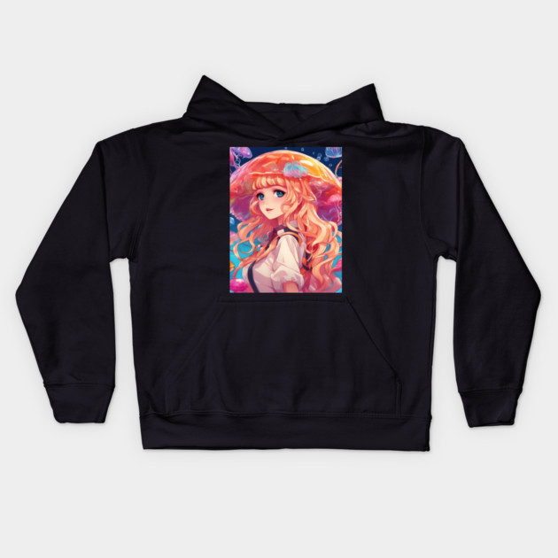 creating jellyfish umbrella Kids Hoodie by animegirlnft