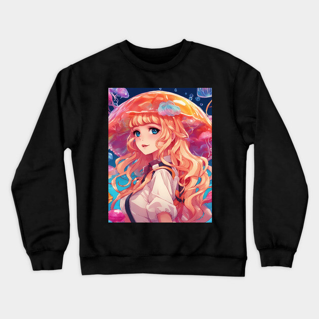 creating jellyfish umbrella Crewneck Sweatshirt by animegirlnft