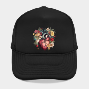 Floral Covered, Human Heart, Love Flowers Hat
