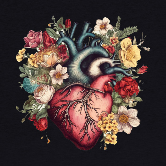 Floral Covered, Human Heart, Love Flowers by logiamerch