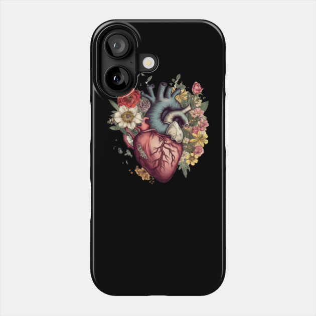 Floral Covered, Human Heart, Love Flowers Phone Case by logiamerch