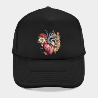 Floral Covered, Human Heart, Love Flowers Hat