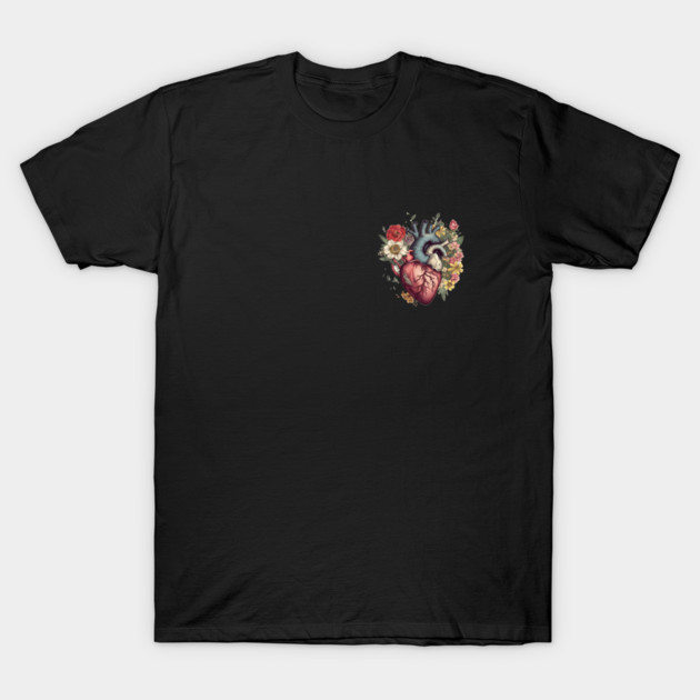 Floral Covered, Human Heart, Love Flowers T-Shirt by logiamerch