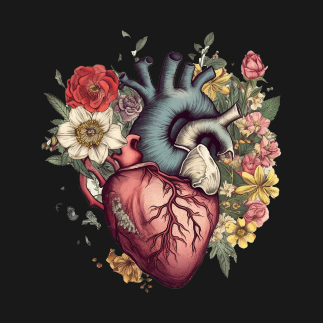 Floral Covered, Human Heart, Love Flowers by logiamerch