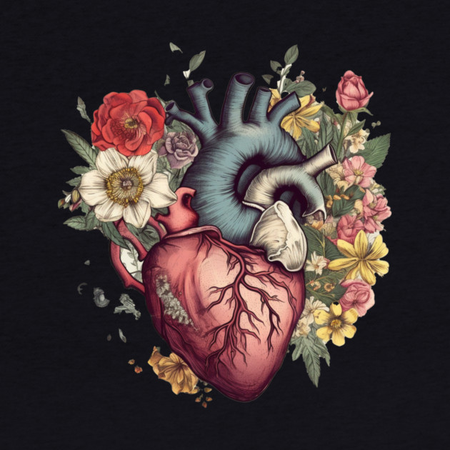 Floral Covered, Human Heart, Love Flowers by logiamerch