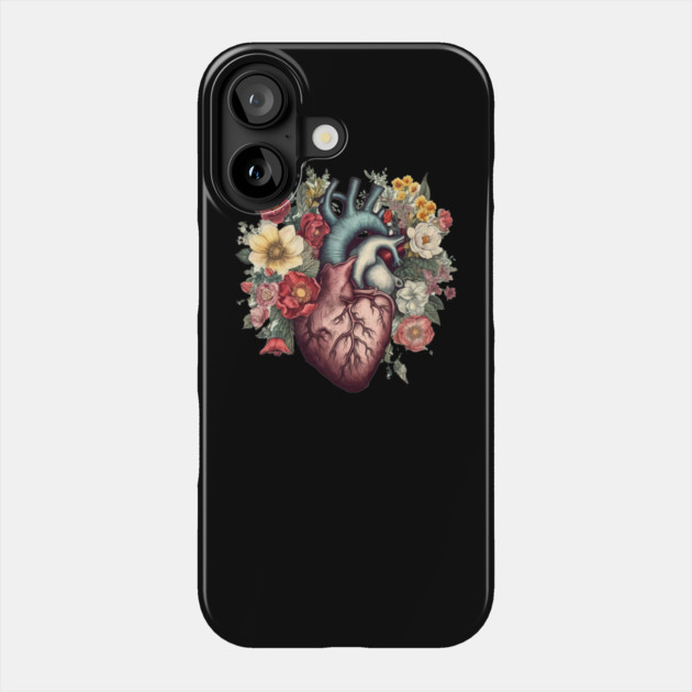 Floral Covered, Human Heart, Love Flowers Phone Case by logiamerch