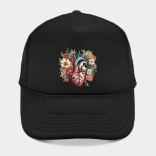 Floral Covered, Human Heart, Love Flowers Hat