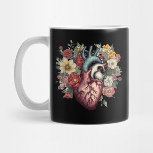 Floral Covered, Human Heart, Love Flowers Mug