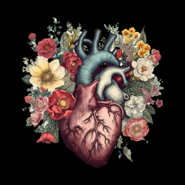 Floral Covered, Human Heart, Love Flowers by logiamerch