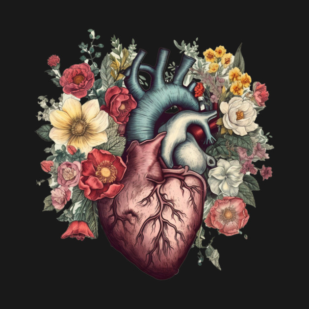 Floral Covered, Human Heart, Love Flowers by logiamerch