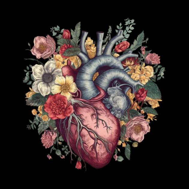 Floral Covered Human Heart, Love Flowers by logiamerch