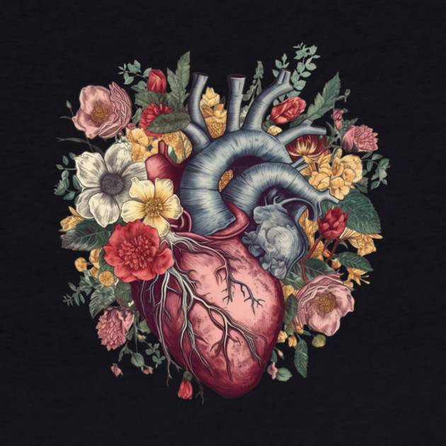Floral Covered Human Heart, Love Flowers by logiamerch