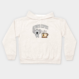 Always Expect Quality (Koala Tea) pun design Kids Hoodie