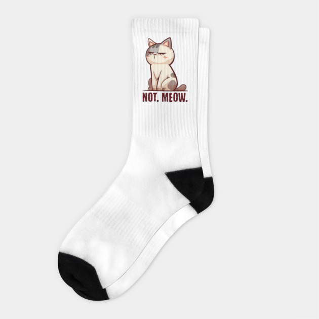 Grouchy Cat says Not Meow Socks by Luxinda