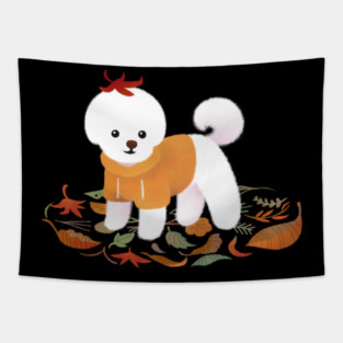 Autumnal Bichon Tapestry